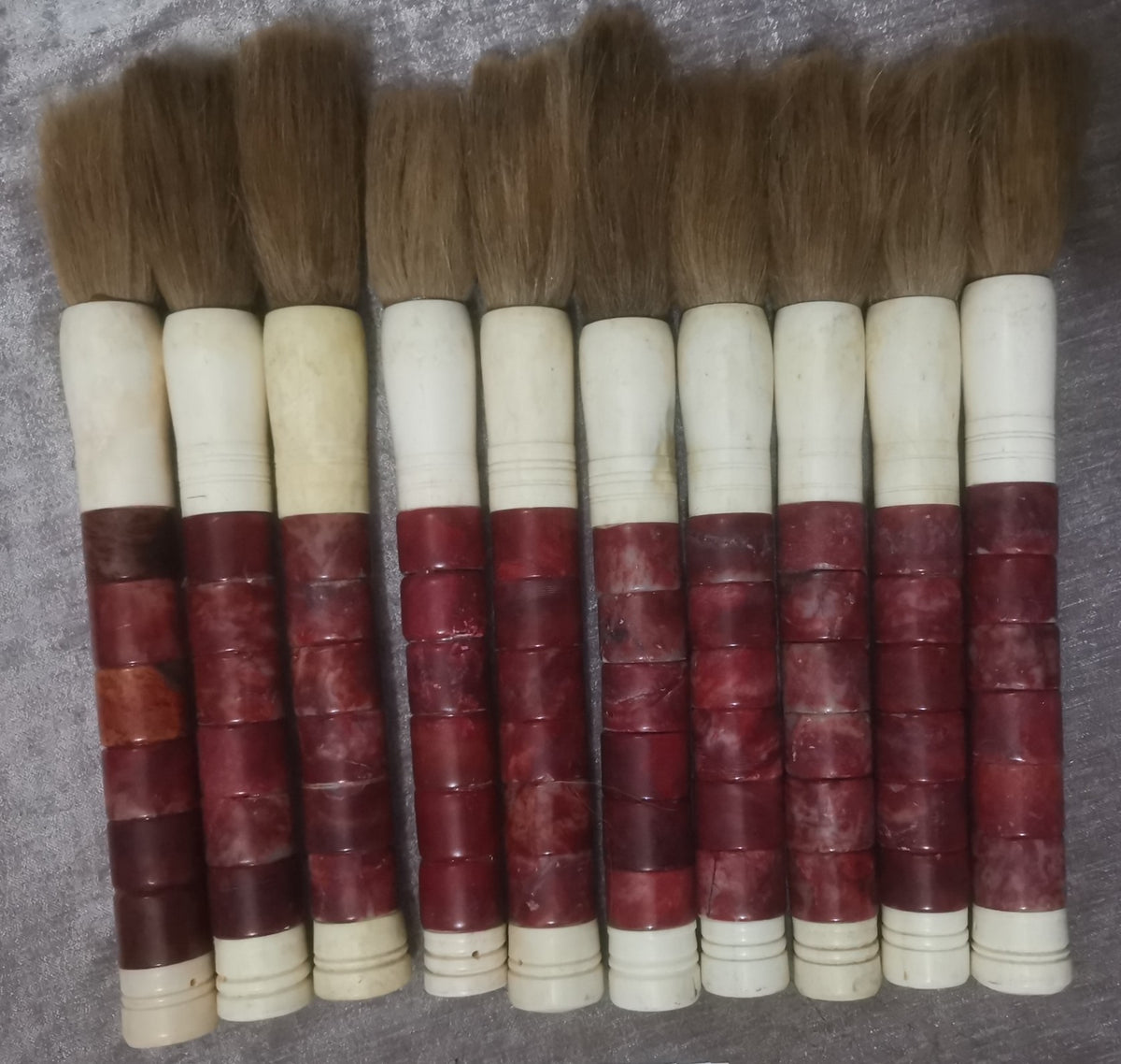 Approx. 15" Cylindrical Marble Calligraphy Brush Dark Garnet