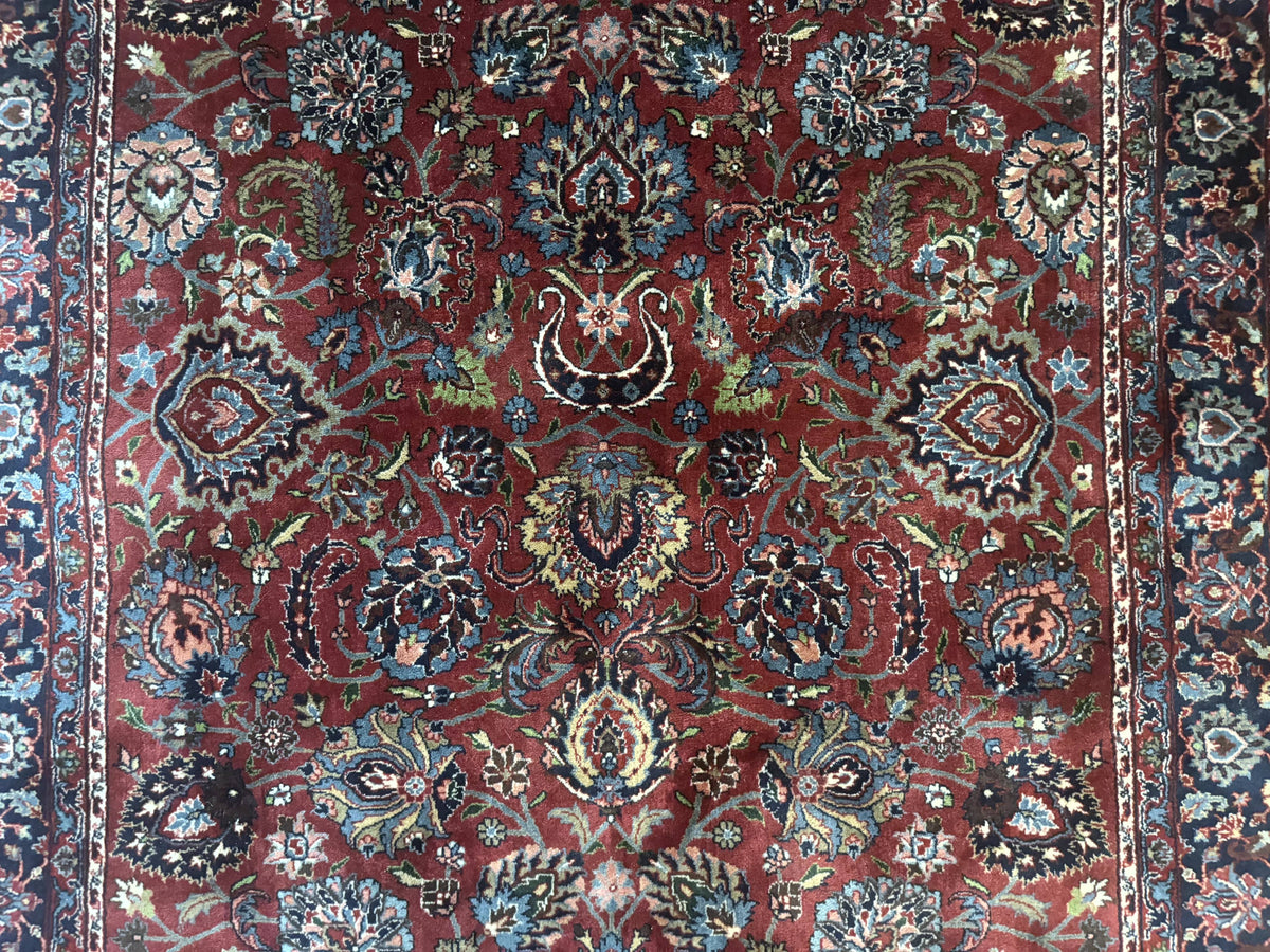 Indo Persian Rug 5x7, Vintage Traditional Floral Carpet, Burgundy and Navy Blue - Jewel Rugs, view 5