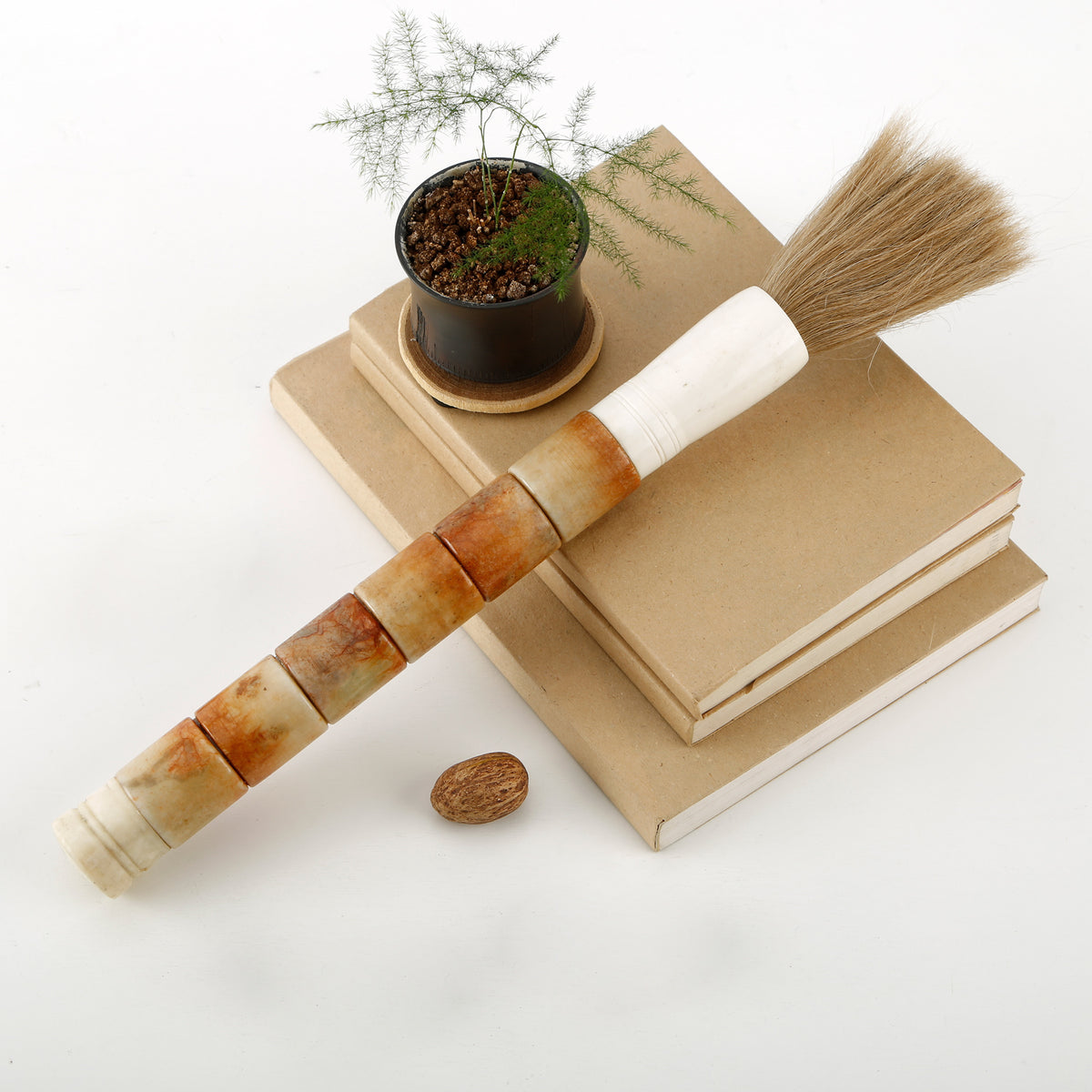 15" Calligraphy Brush Sunset Stone Cylinder
