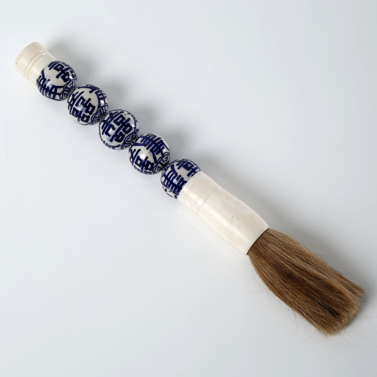 Approx. 15" Blue and White Ceramic Ball Calligraphy Brush