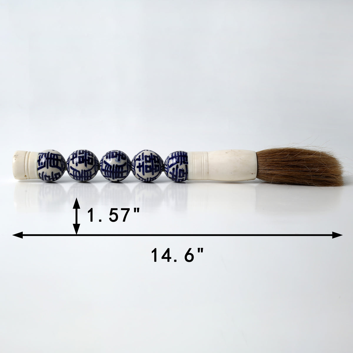 Approx. 15" Blue and White Ceramic Ball Calligraphy Brush