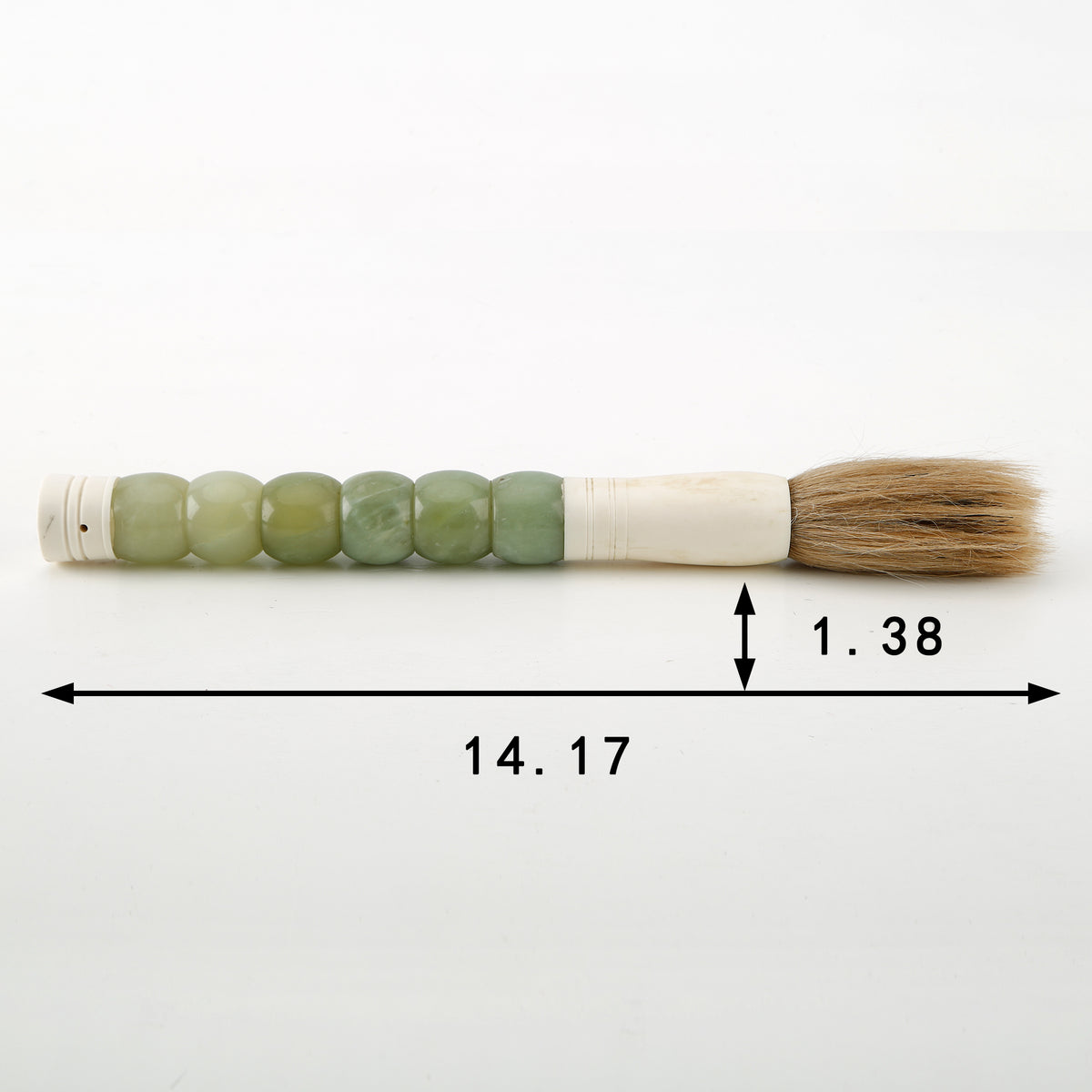 14" Calligraphy Brush Neutral Green Jade Beads
