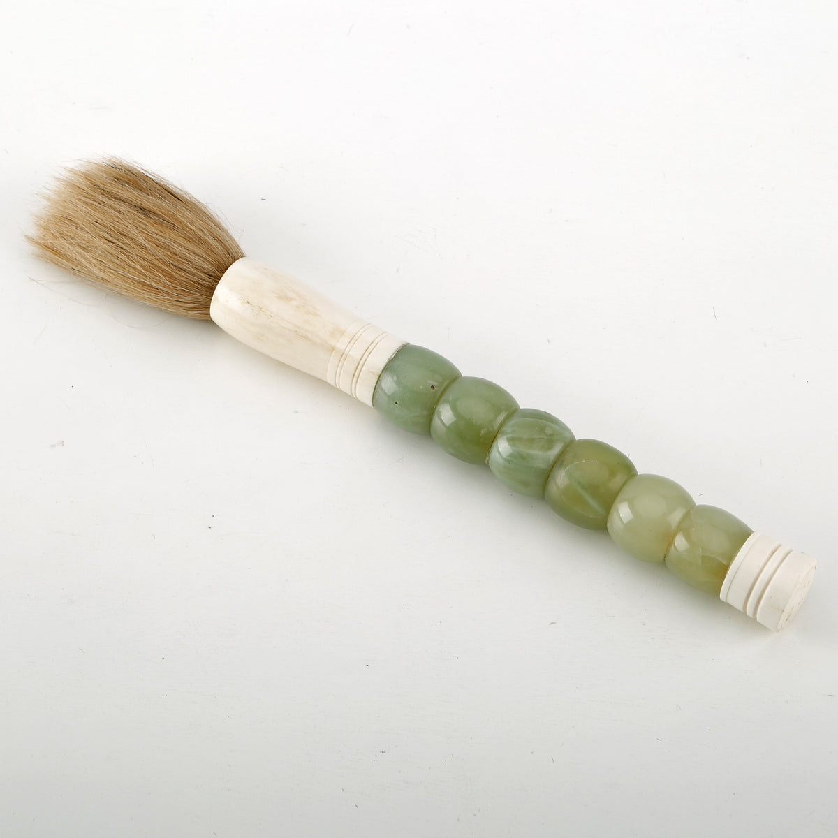 14" Calligraphy Brush Neutral Green Jade Beads