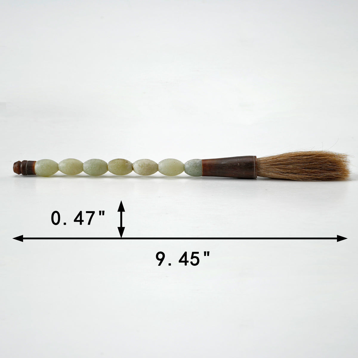 Approx.9"Oval shaped light green jade calligraphy brush