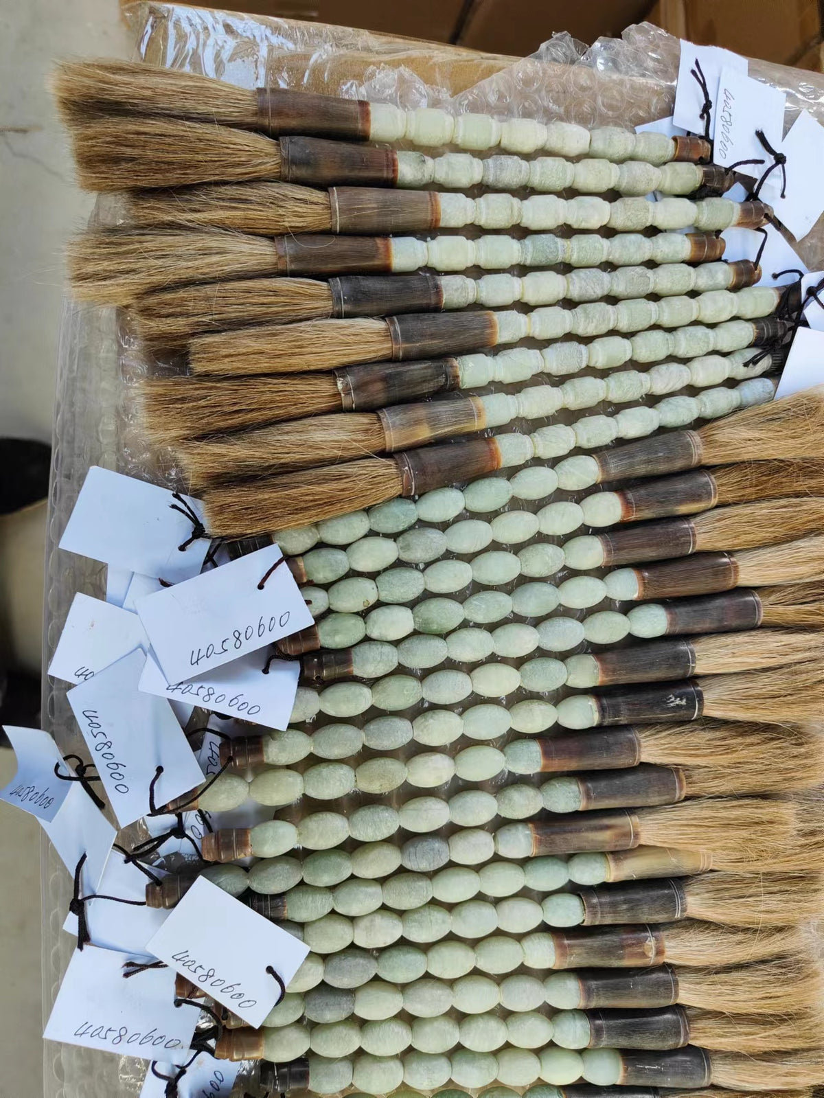 Approx.9"Oval shaped light green jade calligraphy brush