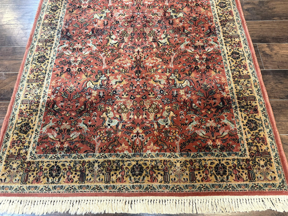 Persian Hunting Design Rug 4.7 x 6.5, Hunting Scene, Red-Orange, Wool, Belgian Power Loomed Carpet - Jewel Rugs, view 6