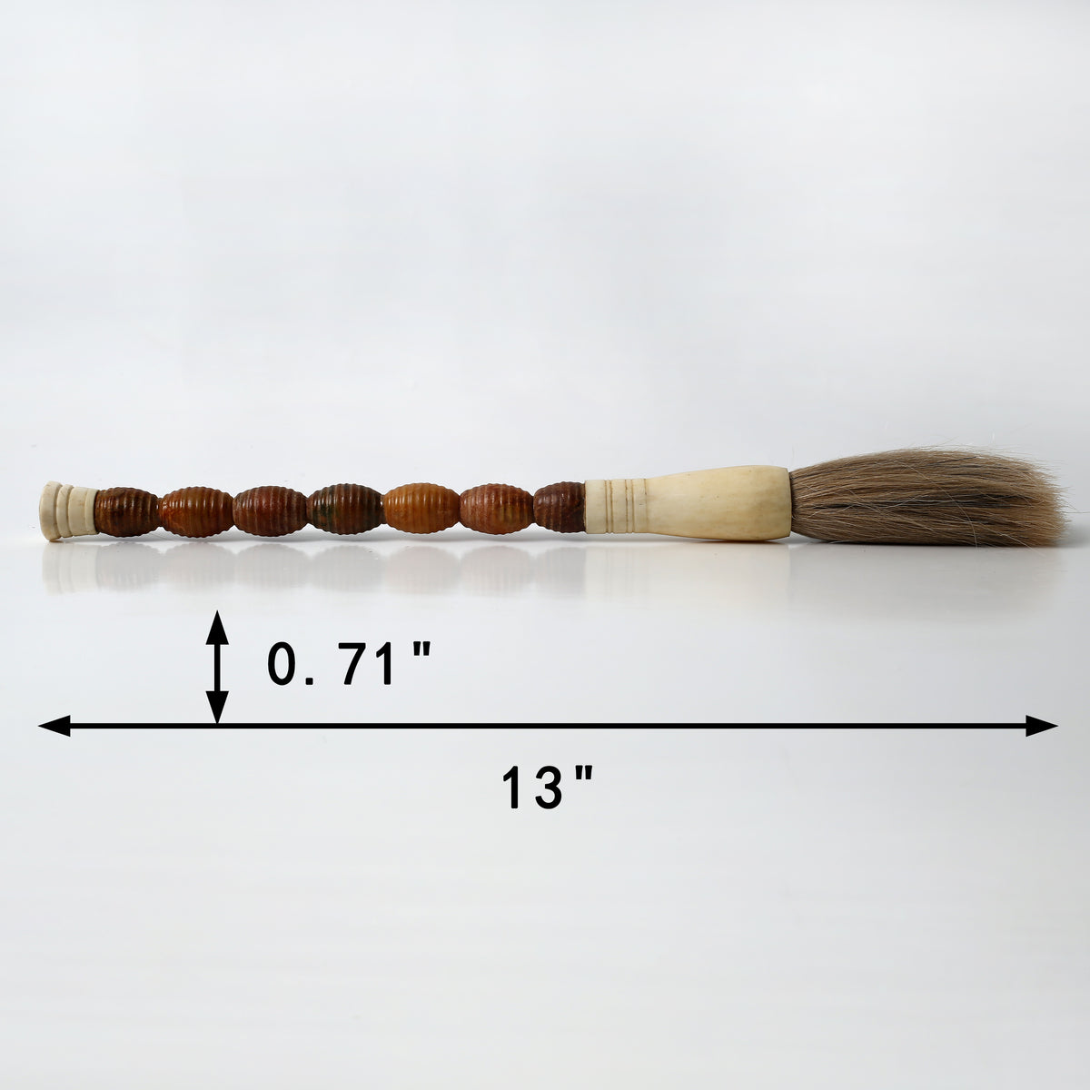 Approx.11" BrownJade calligraphy brush with strips