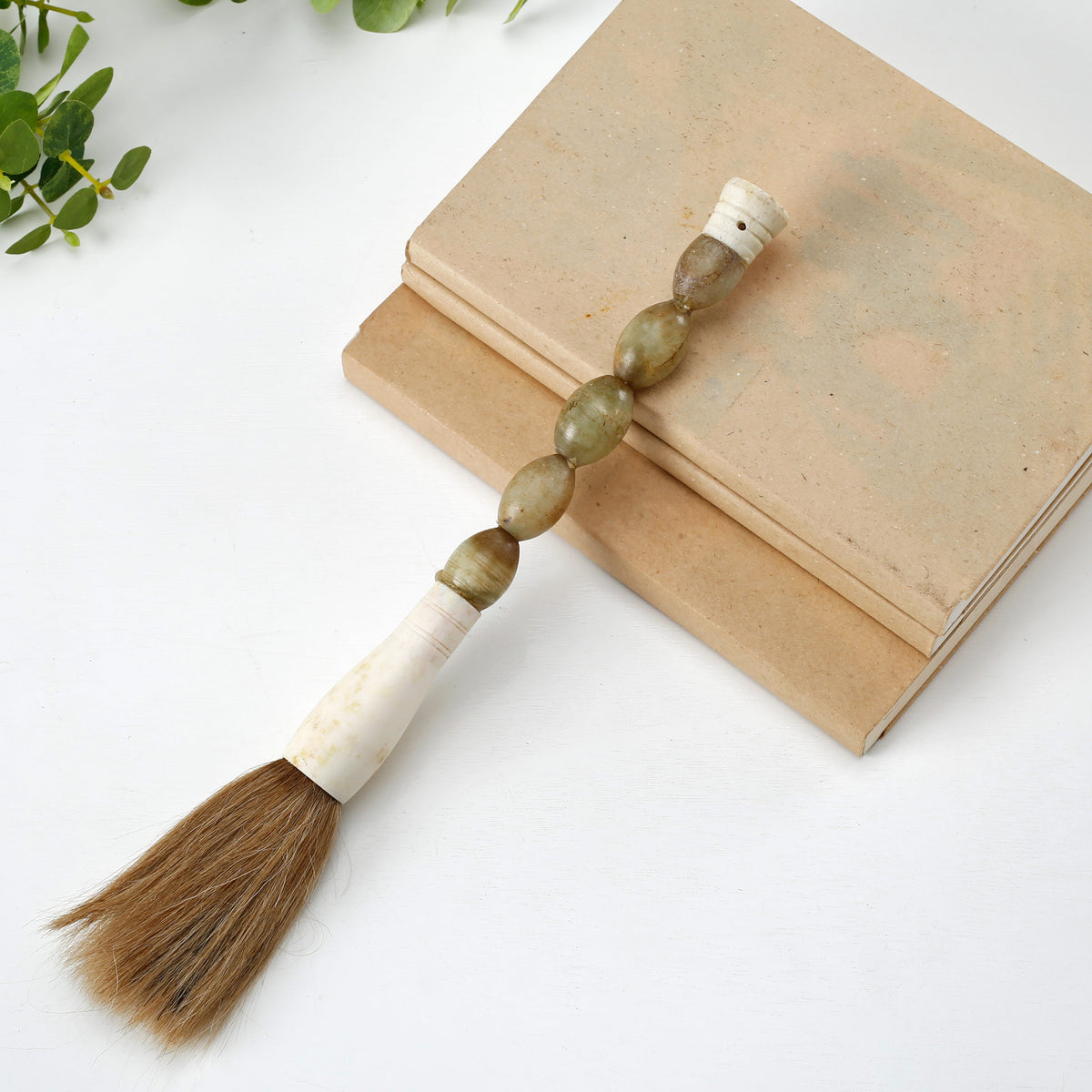 Approx.12" oval shaped Natural Fall Color Jade calligraphy brush