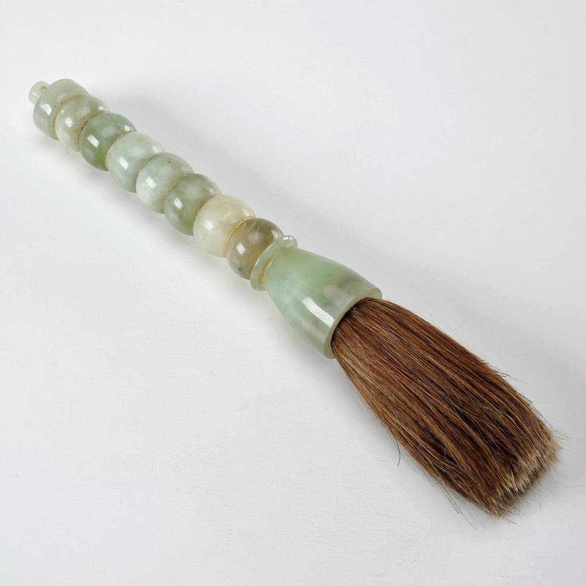 Approx. 16"Natual Green Jade Beads Calligraphy Brush
