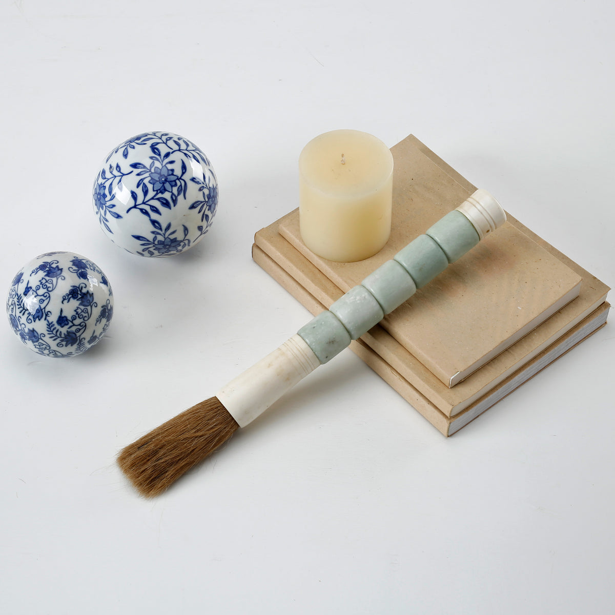 Approx. 14" Neutral Cylindrical Jade Calligraphy Brush