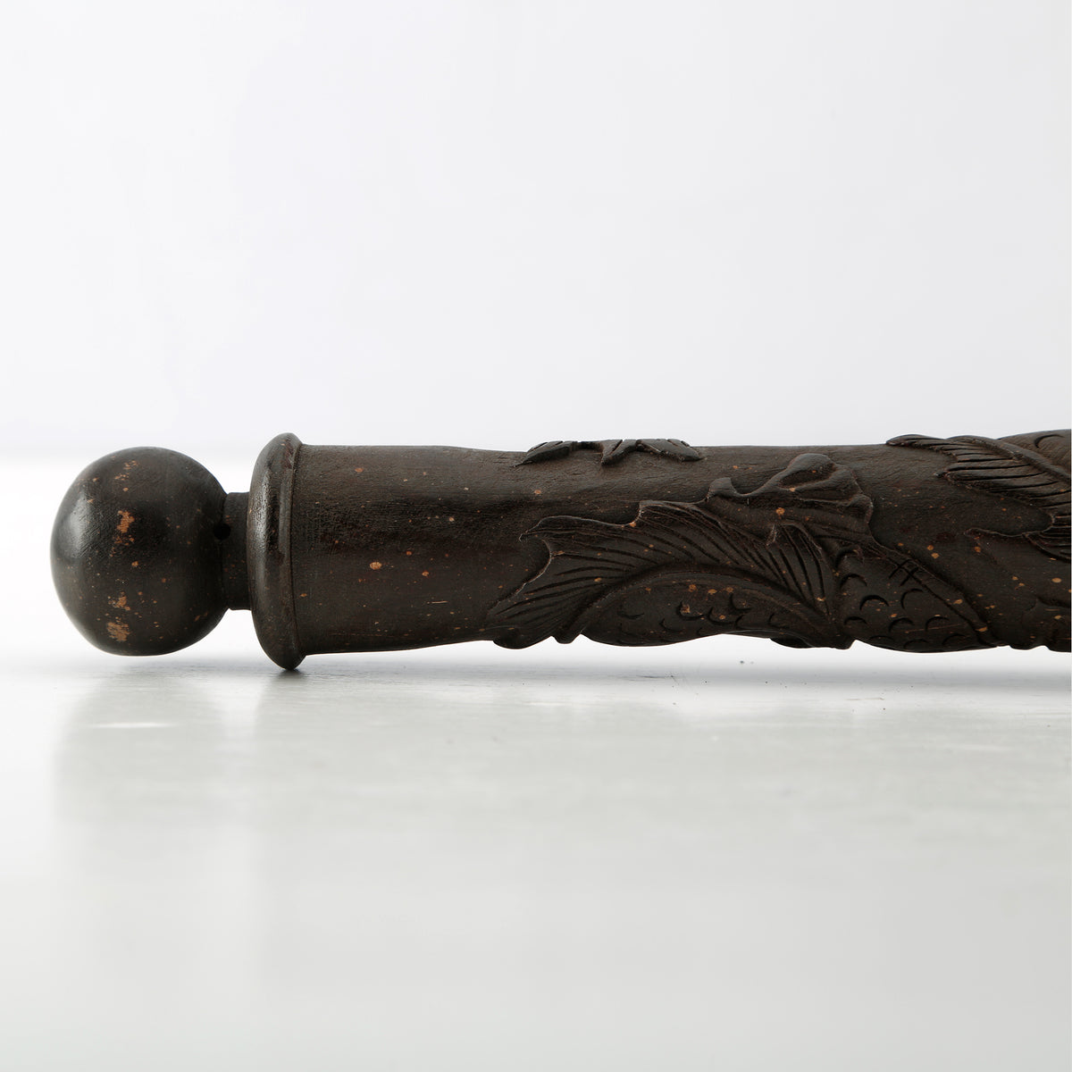 20"Calligraphy Brush Dark Wood with Carved Dragonn