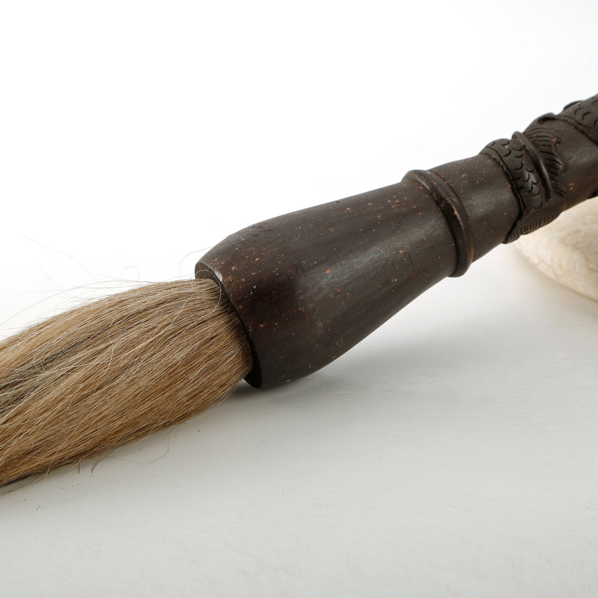 20"Calligraphy Brush Dark Wood with Carved Dragonn