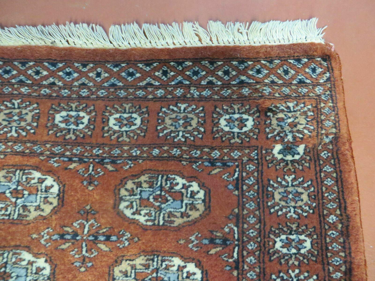 3' X 4' Vintage Handmade Pakistan Turkoman Bokhara Fine Woven Wool Rug - Jewel Rugs, view 8
