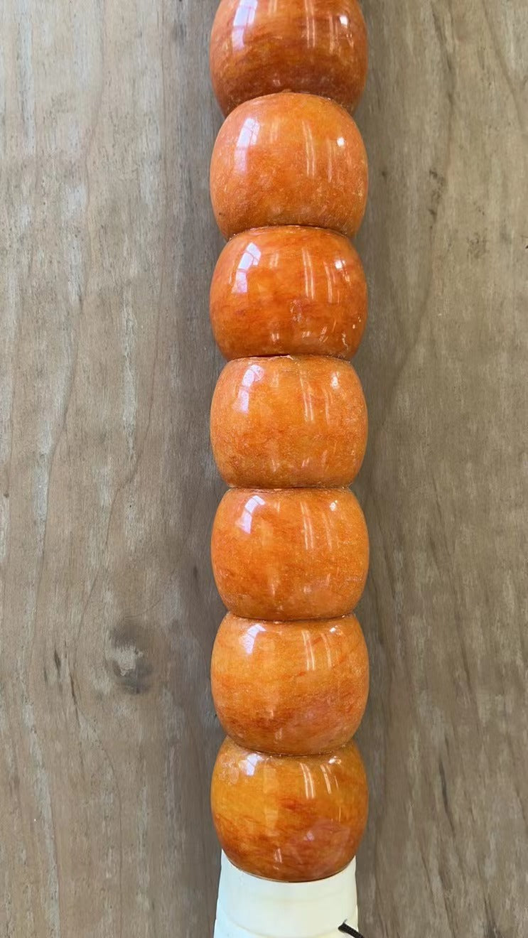 Calligraphy Brush with drum-shaped yellow Marble