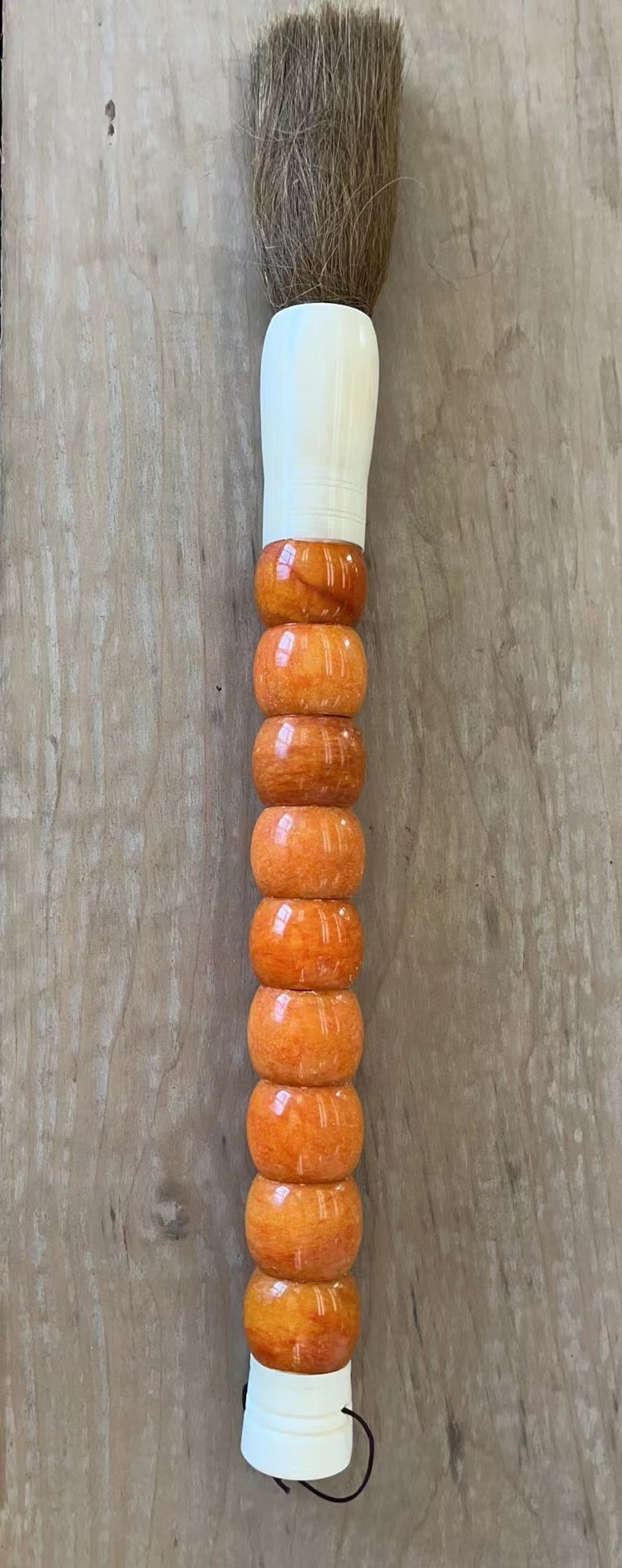 Calligraphy Brush with drum-shaped yellow Marble