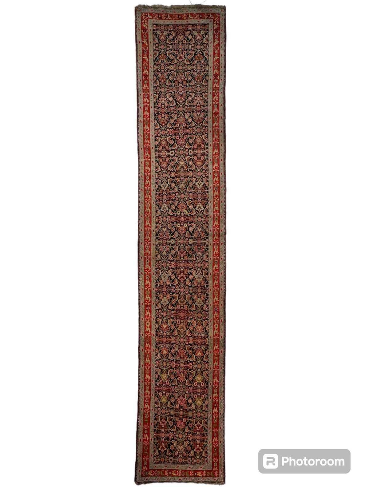 Antique Caucasian Runner 3x17 | Navy, Red & Ivory | Hand-Knotted Wool - Rugistan