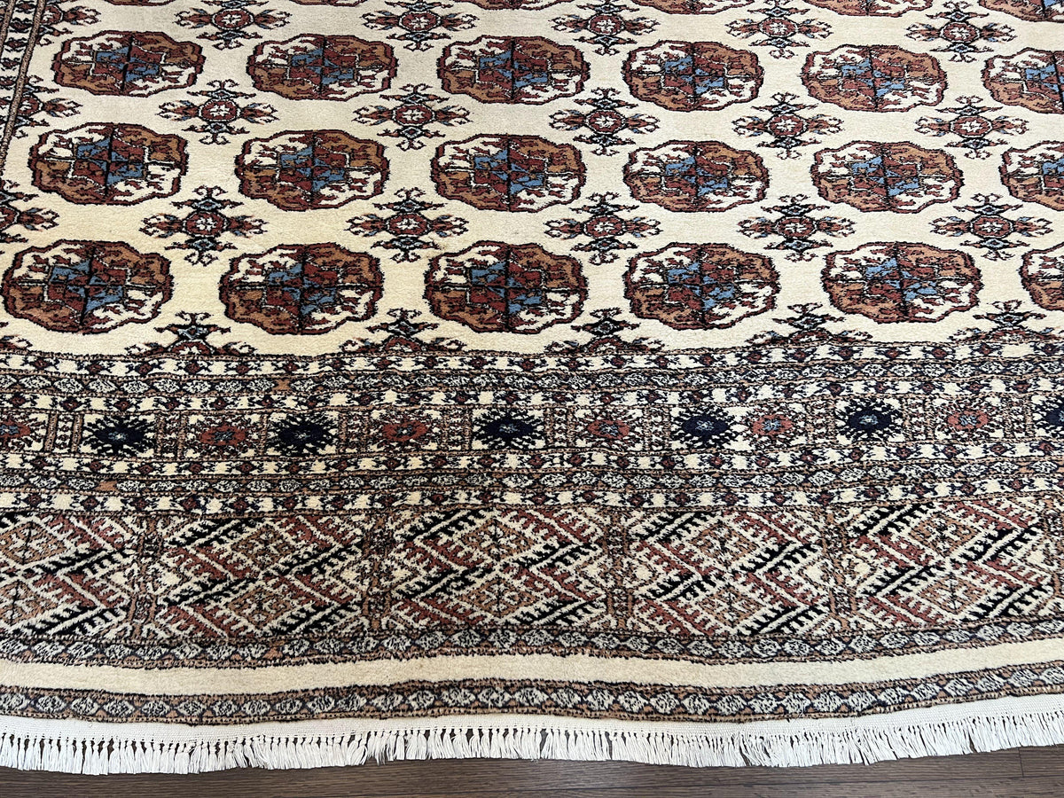 Pakistani Bokhara Rug 8x10, Wool Turkoman Carpet, Ivory/Cream - Jewel Rugs, view 6