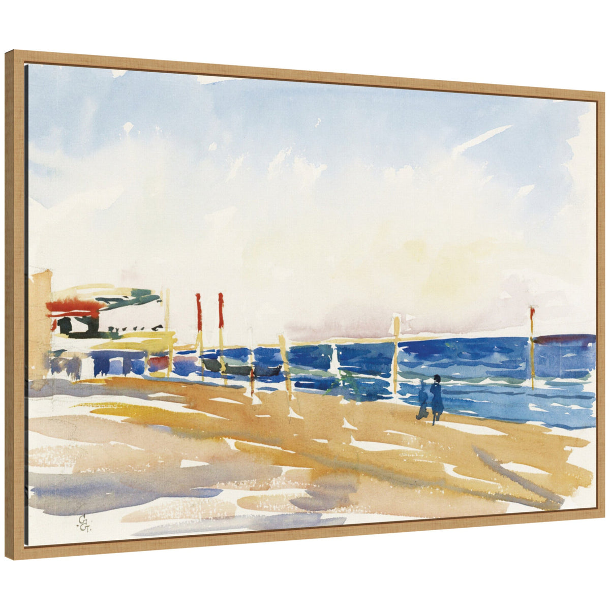 Lido of Venice no date Giovanni Giacometti by Nostalgia Prints Framed Canvas Wall Art Print