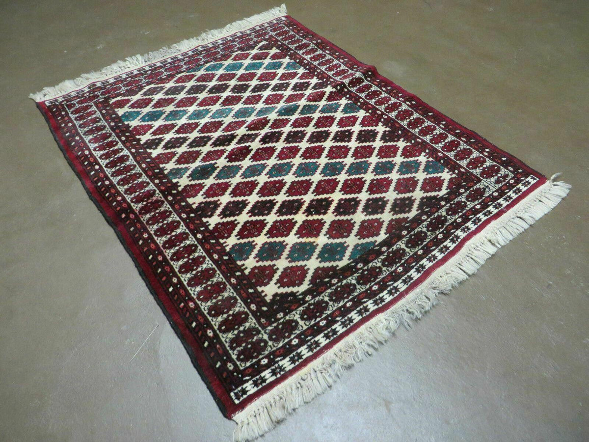 3' X 4' Vintage Handmade Pakistan Bokhara Turkoman Balouch Wool Rug Mat Nice - Jewel Rugs, view 3