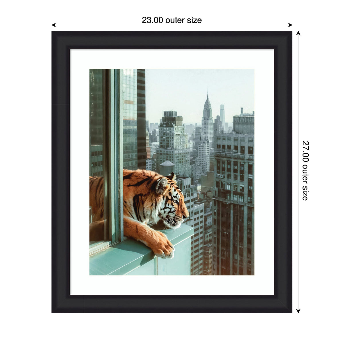 Framed Art Urban Tiger Overlooking Manhattan by Michael Schauer