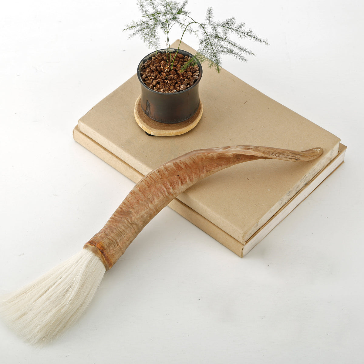 Ram Horn Calligraphy Brush( Approx 14" Long. Size and color vary)