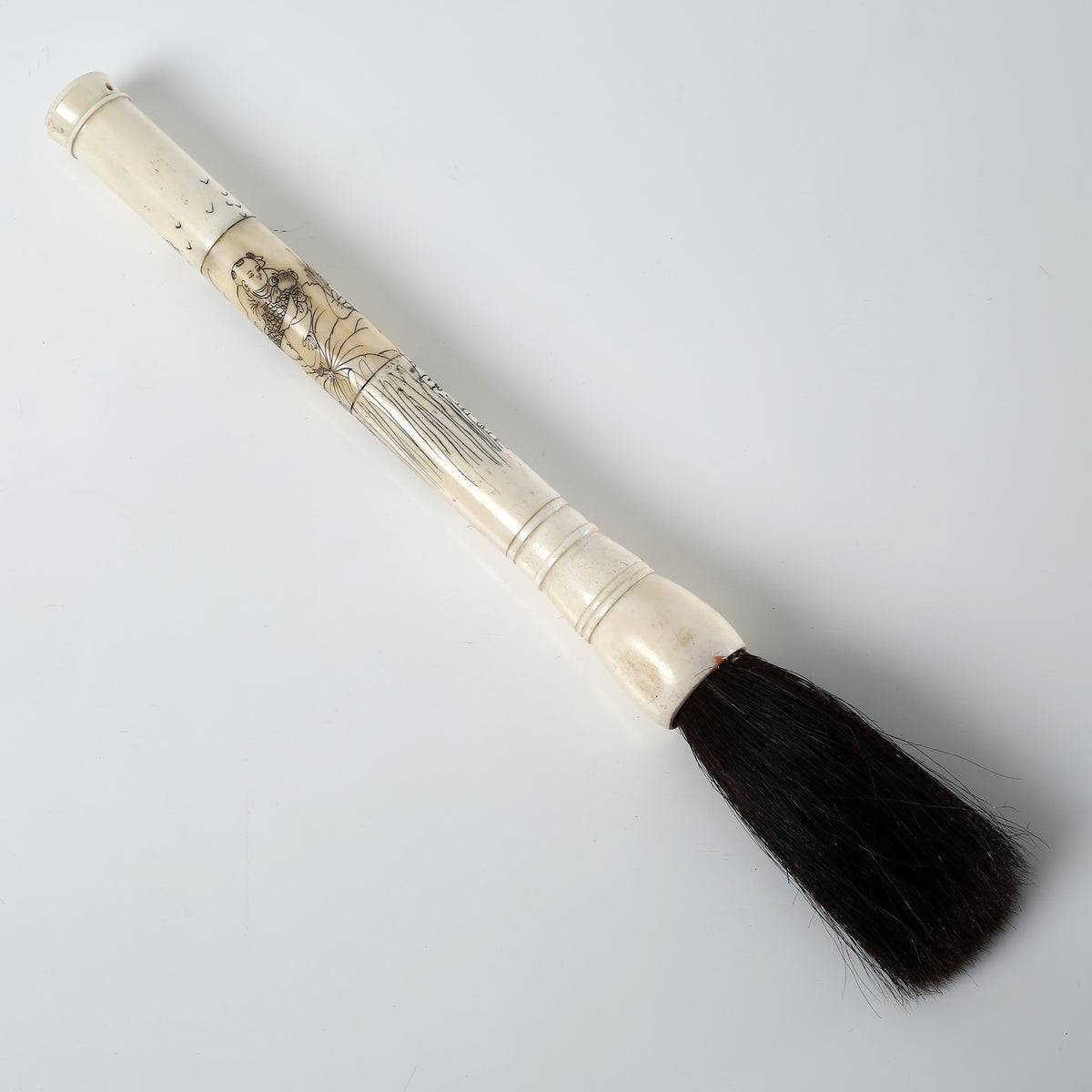 16" Hand Painted White Bone Calligraphy Brush Large
