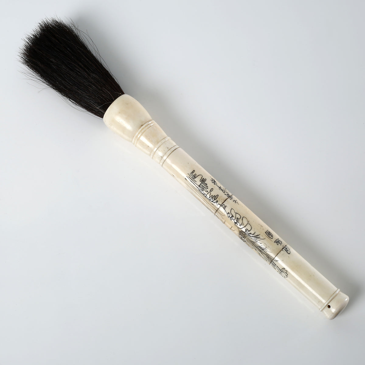 16" Hand Painted White Bone Calligraphy Brush Large
