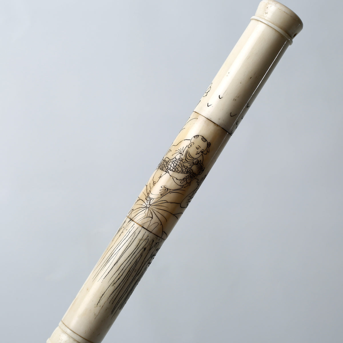 16" Hand Painted White Bone Calligraphy Brush Large