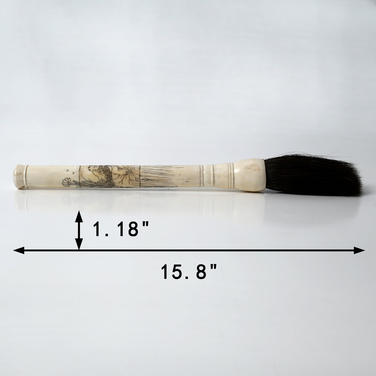 16" Hand Painted White Bone Calligraphy Brush Large