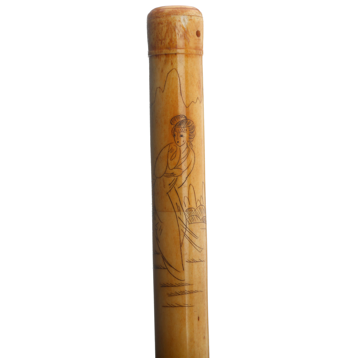13" Hand Painted Yellow Bone Calligraphy Brush Small