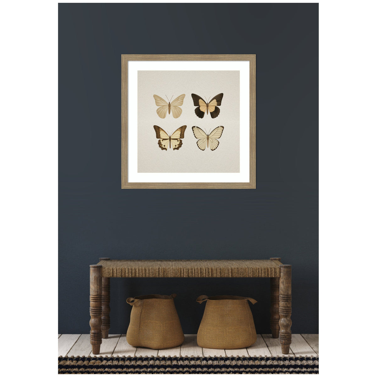 Framed Art Vintage Style Butterflies in Neutral Tones by The Creative Bunch Studio