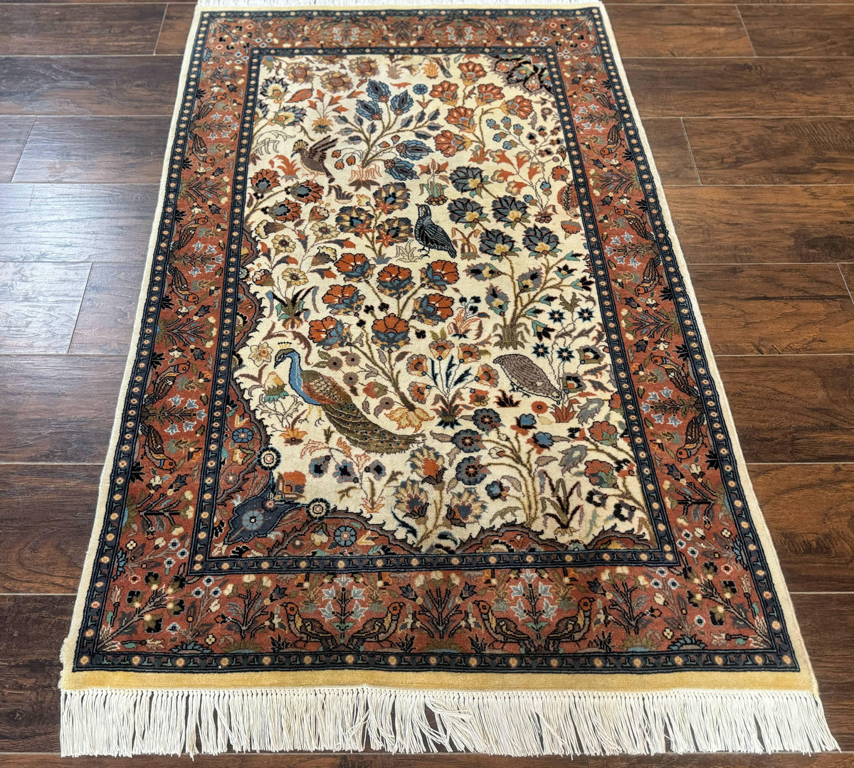 Small Pak Persian Rug 3x5, Peacock Birds Floral - Jewel Rugs, view 9
