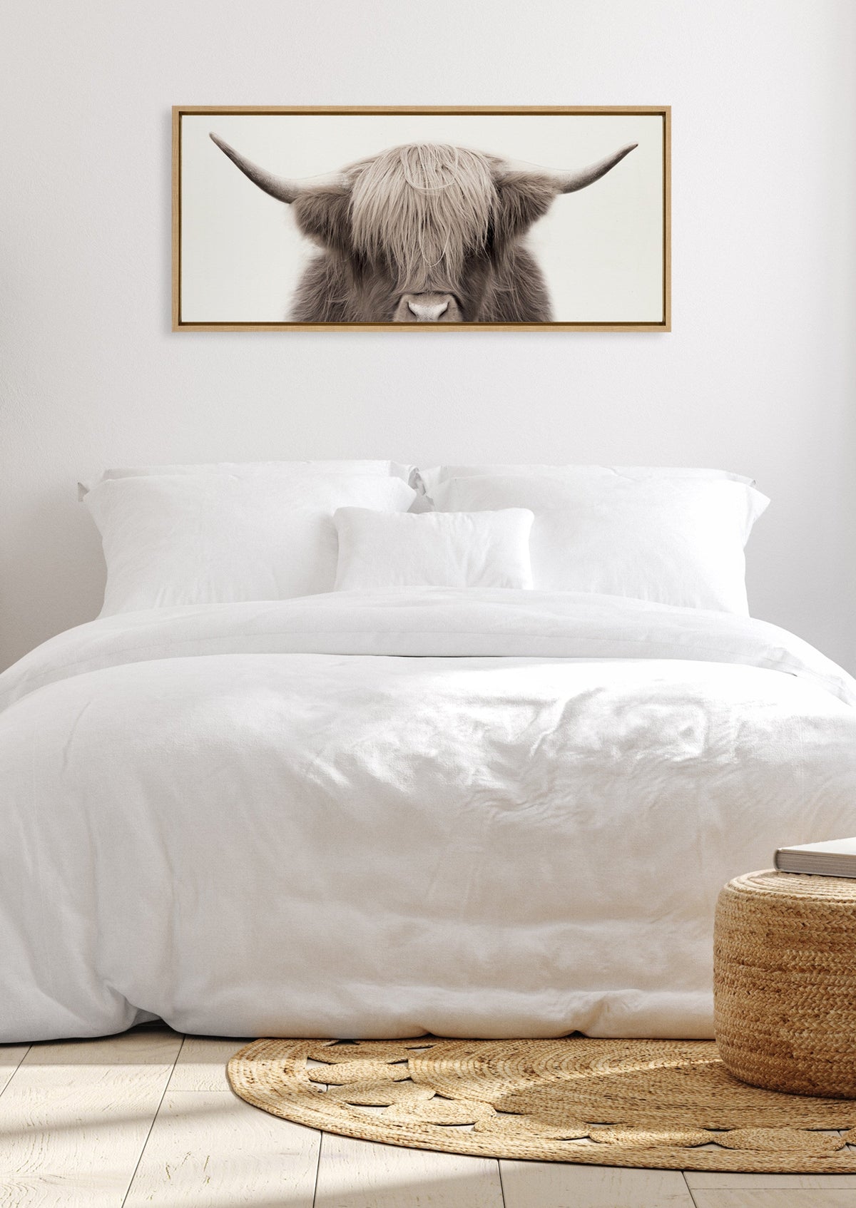 Sylvie Hey Dude Highland Cow Color Framed Canvas by The Creative Bunch Studio
