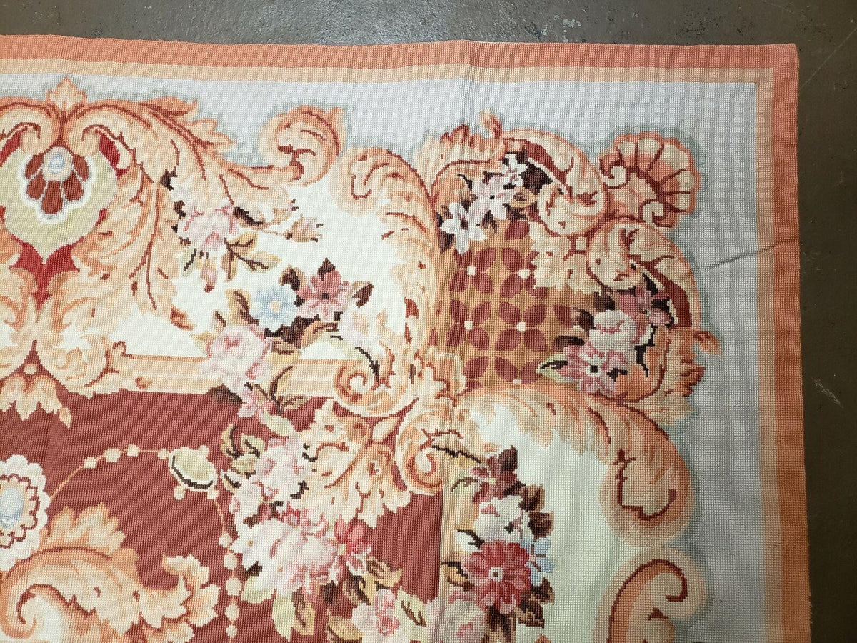 6' X 9' Vintage Handmade Chinese Needlepoint Wool Rug Flat Weave - Jewel Rugs, view 8