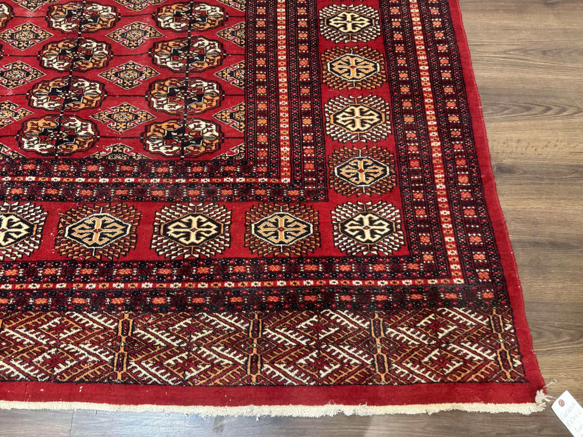 Bokhara Rug 9x12, Red Turkoman Rug, Pakistani Rug, Tribal Carpet, Wool Rug, Red Rug - Jewel Rugs, view 9