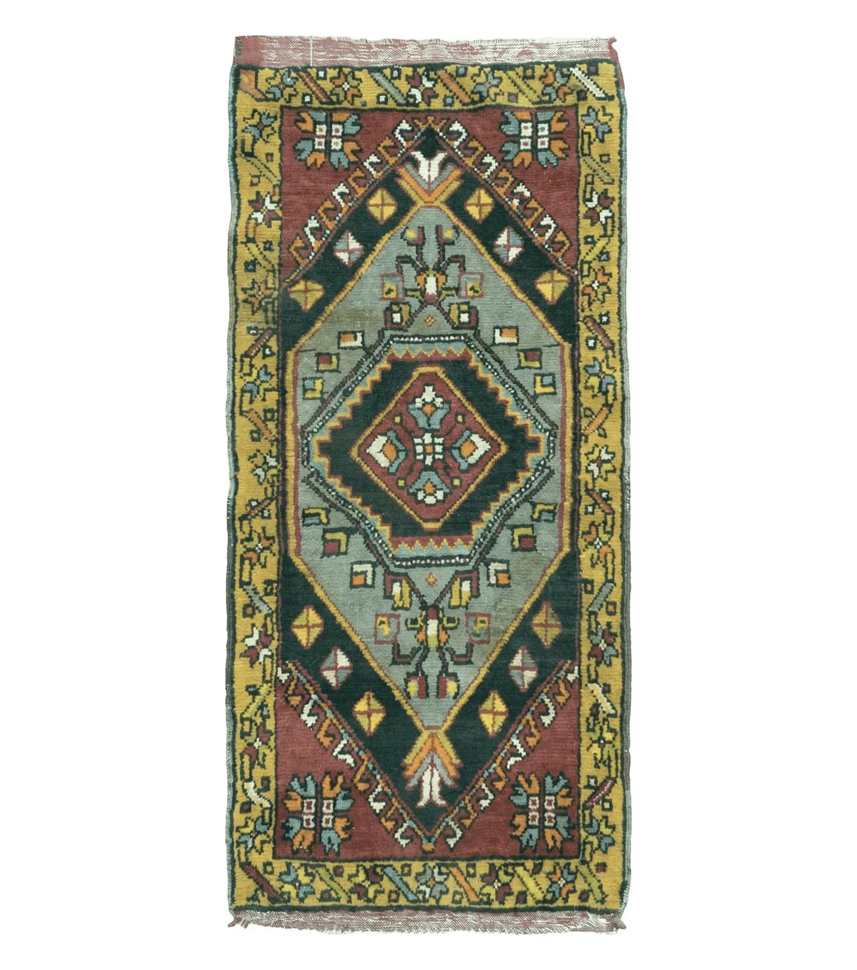 19" X 42" Antique Handmade Turkish Colorful Oushak Oshak Yastik Wool Rug Mat - Jewel Rugs