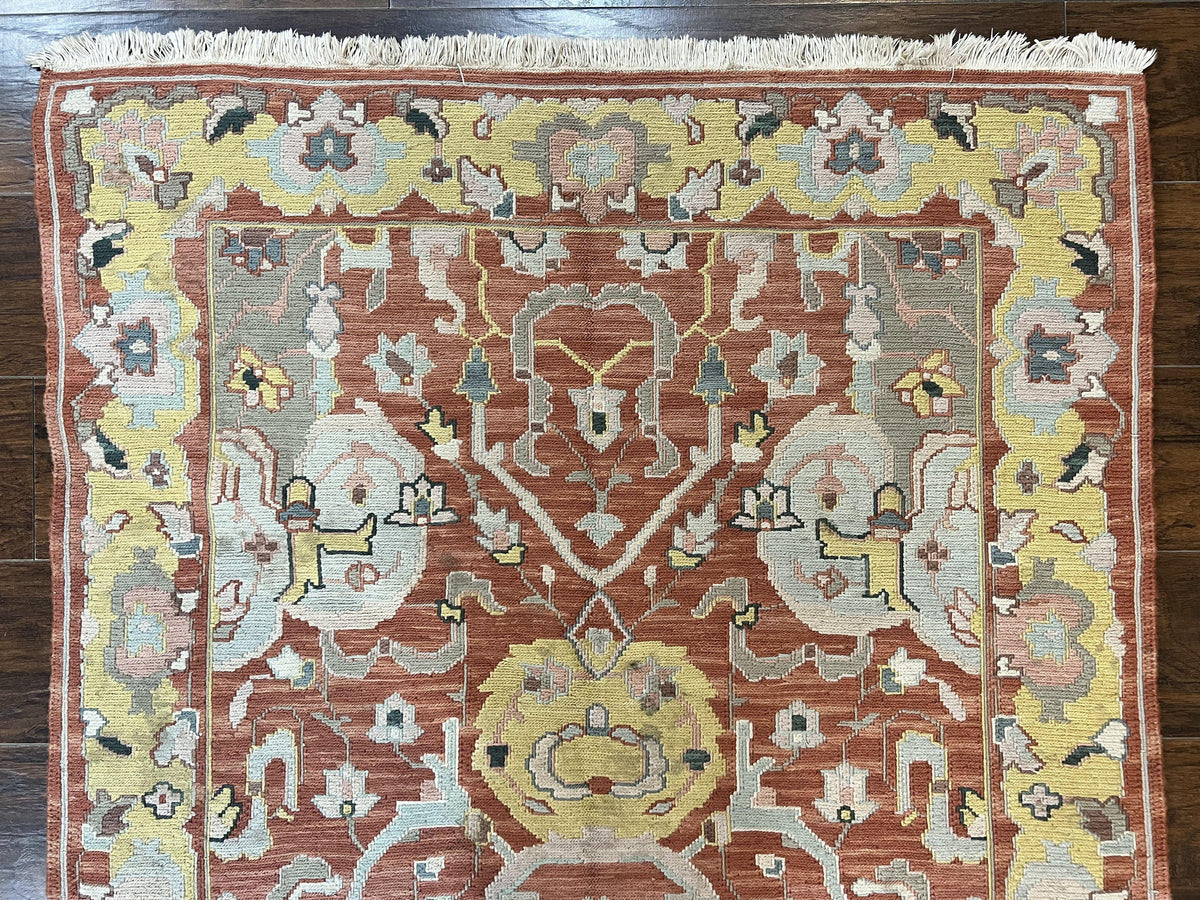 Turkish Flatweave Kilim Rug 4x6, Geometric Wool Handmade Carpet, Vintage - Jewel Rugs, view 4