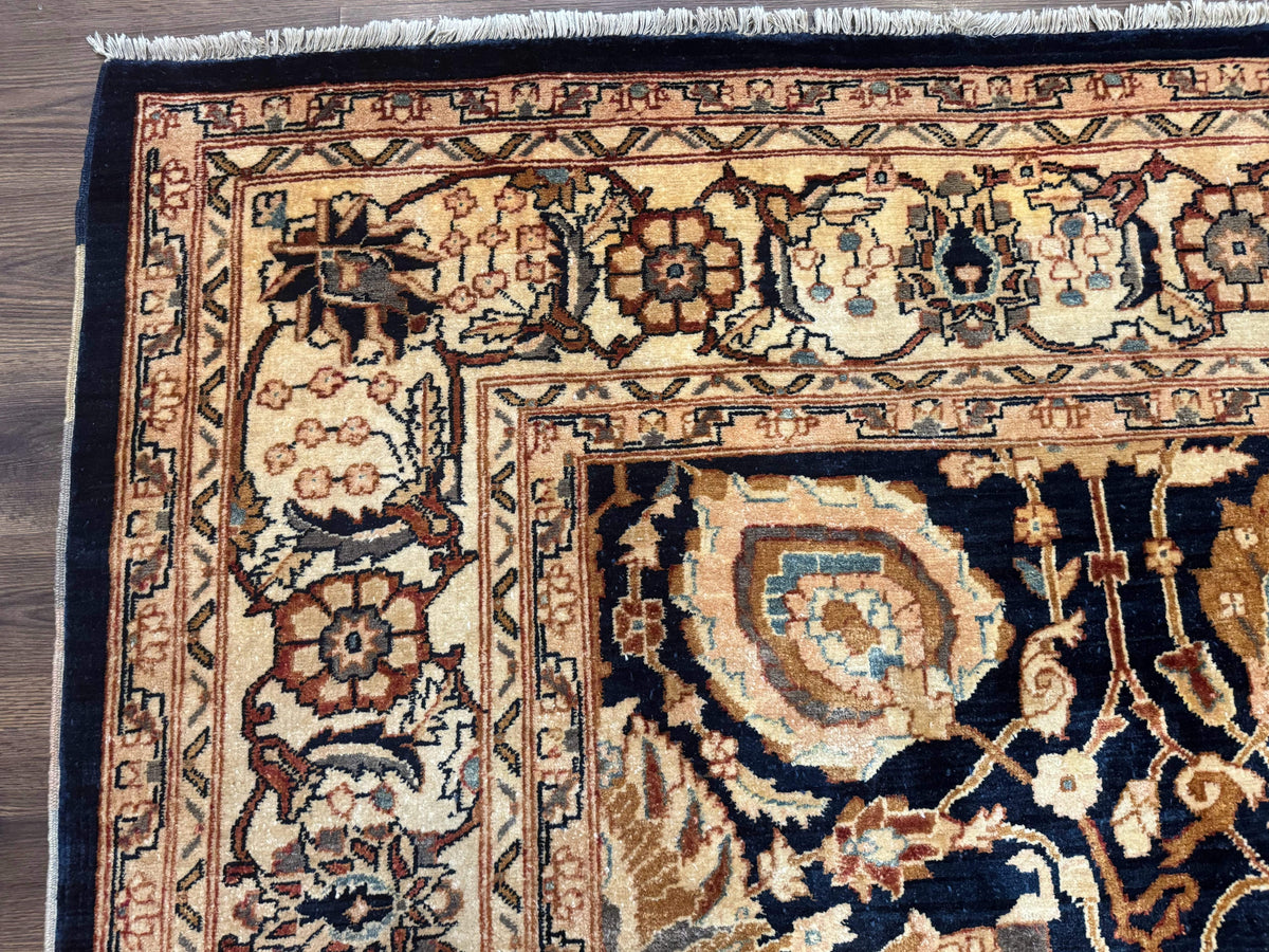 Pak Persian Bidjar Rug 10x13, Midnight Blue and Tan Pakistani Carpet - Jewel Rugs, view 5