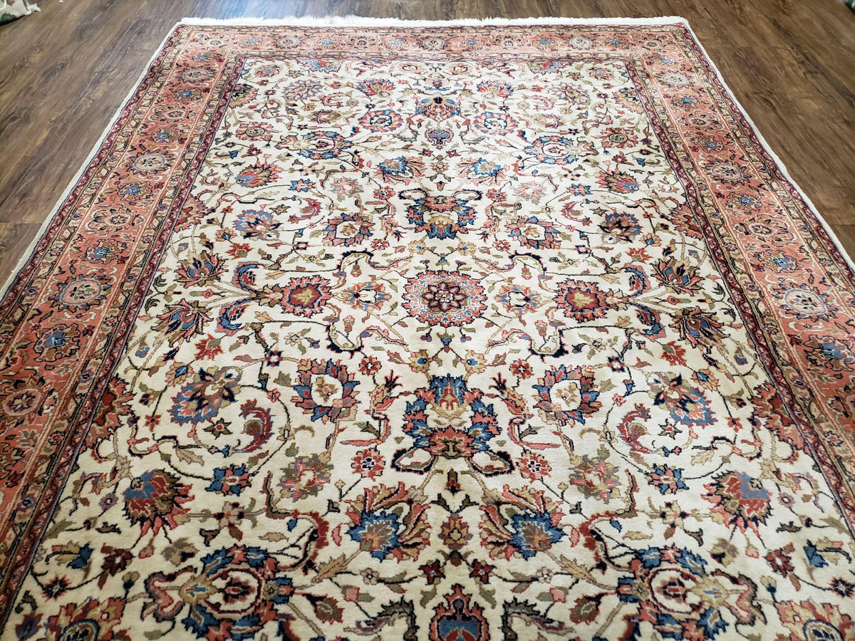 6x9 Top Quality Handmade Wool Area Rug Floral Allover Carpet Veg Dyes Beige - Jewel Rugs, view 3