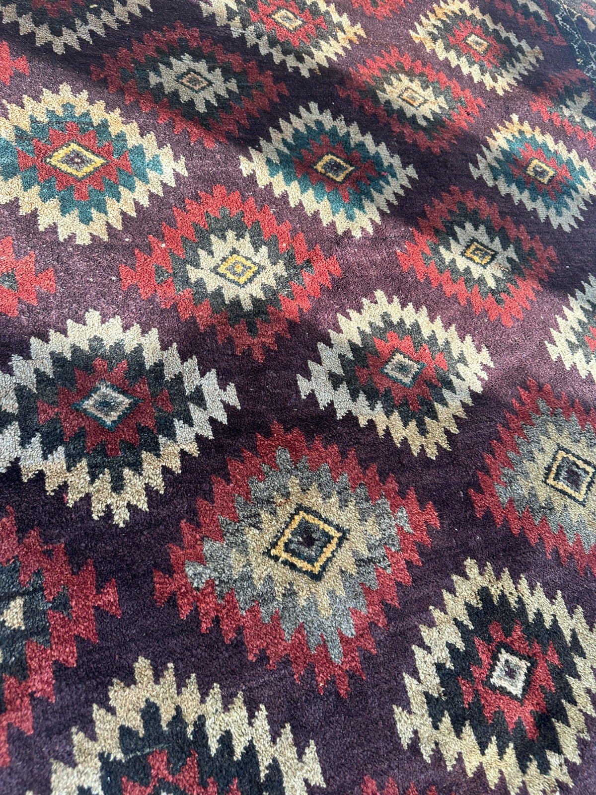 Antique Afghan Baluch Rug 4x9 | Navy, Burgundy & Ivory | Hand-Knotted Wool - Rugistan, view 9