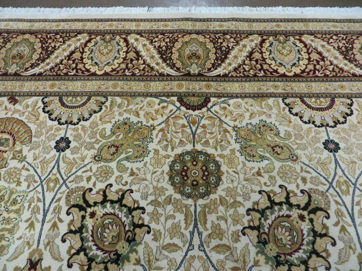 9' X 12' Vintage Handmade Wool Rug Pakistani Floral Design Nice Vegetable Dye - Jewel Rugs, view 3
