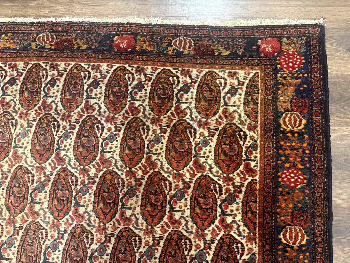 Antique Persian Kurdish Senneh Rug 4.6 x 6.5, Repeated Paisely Boteh Design, Handmade - Jewel Rugs, view 8