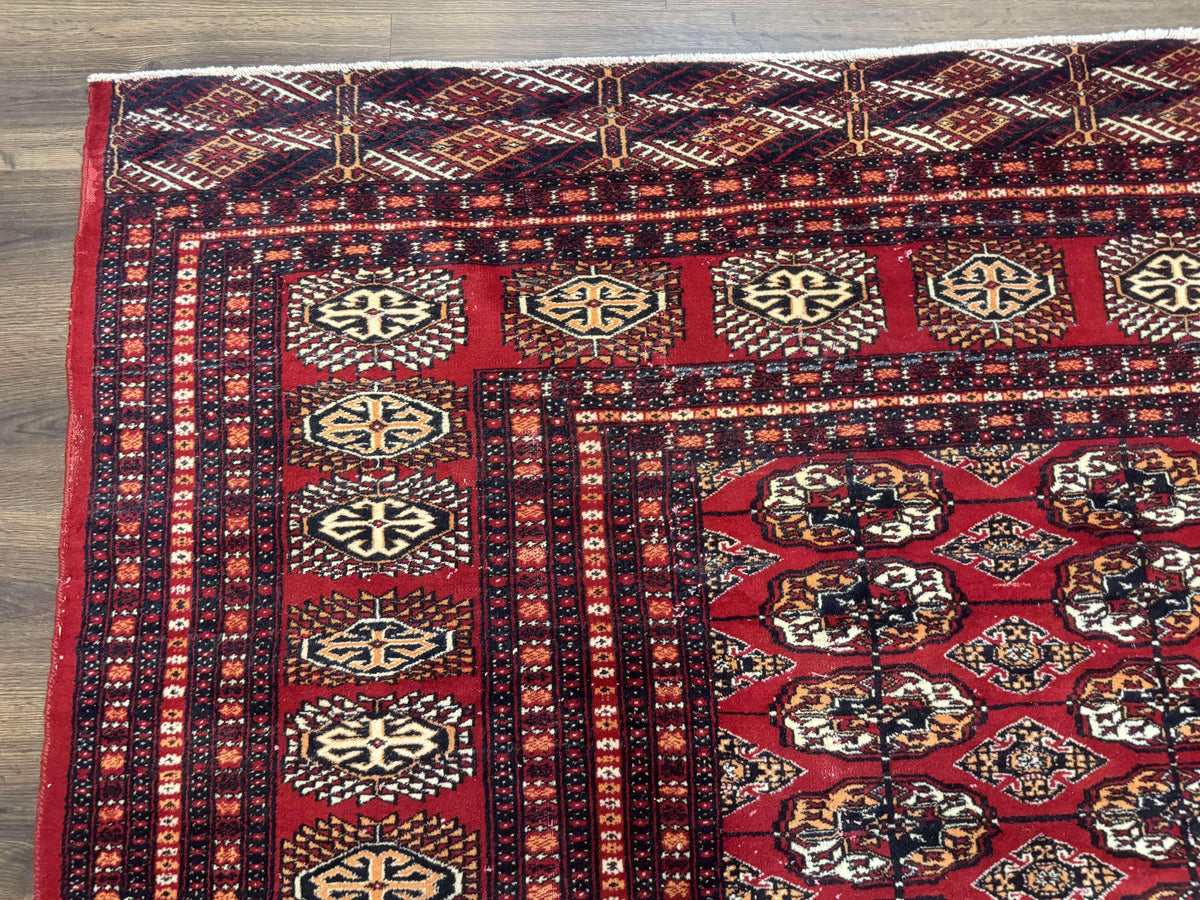 Bokhara Rug 9x12, Red Turkoman Rug, Pakistani Rug, Tribal Carpet, Wool Rug, Red Rug - Jewel Rugs, view 6