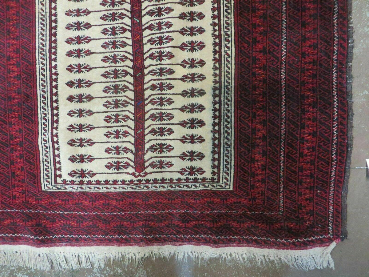 3' X 5' Antique Handmade Turkoman Balouchi Prayer Wool Rug Khamesh - Jewel Rugs, view 9