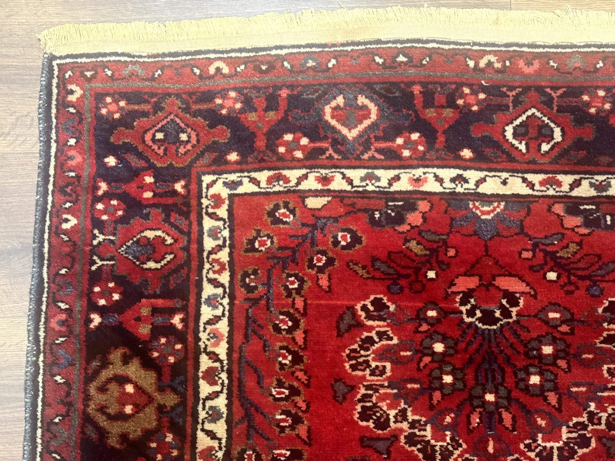 Red Persian Rug 2.6 x 6.8, Floral, Antique Per'sian Carpet, Persian Malayer Rug, Hamadan Rug - Jewel Rugs, view 6