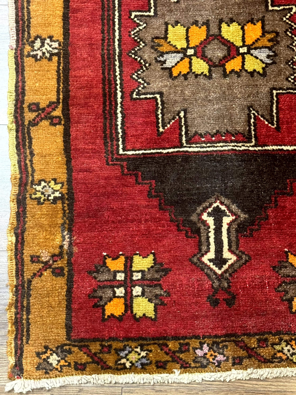 Turkish Yastik Rug 2x3, Geometric Medallion, Small Turkish Wool Rug, Red - Jewel Rugs, view 9