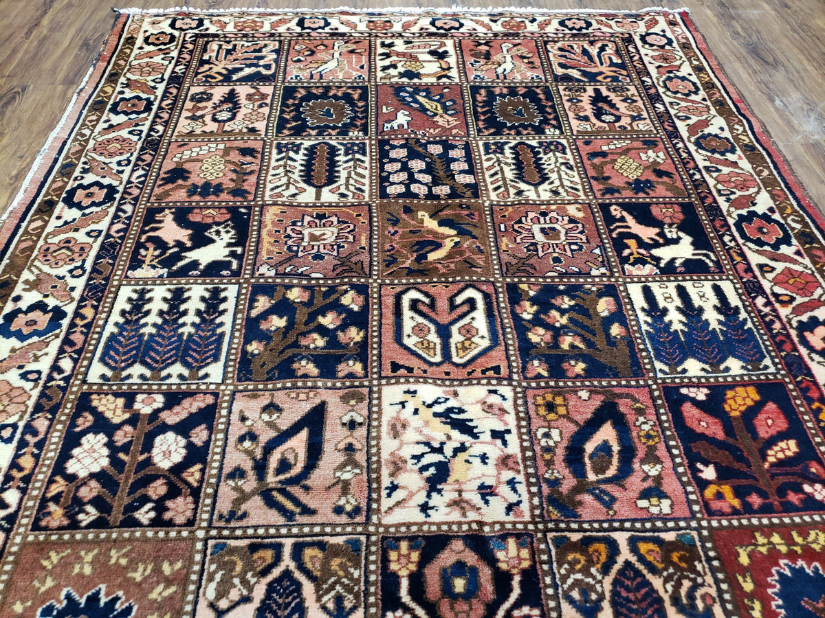 Antique Persian Bakhtiari Rug circa 1920s, Kheshti Panel Design, Wool, Hand-Knotted, 5'3" x 10' - Jewel Rugs, view 12