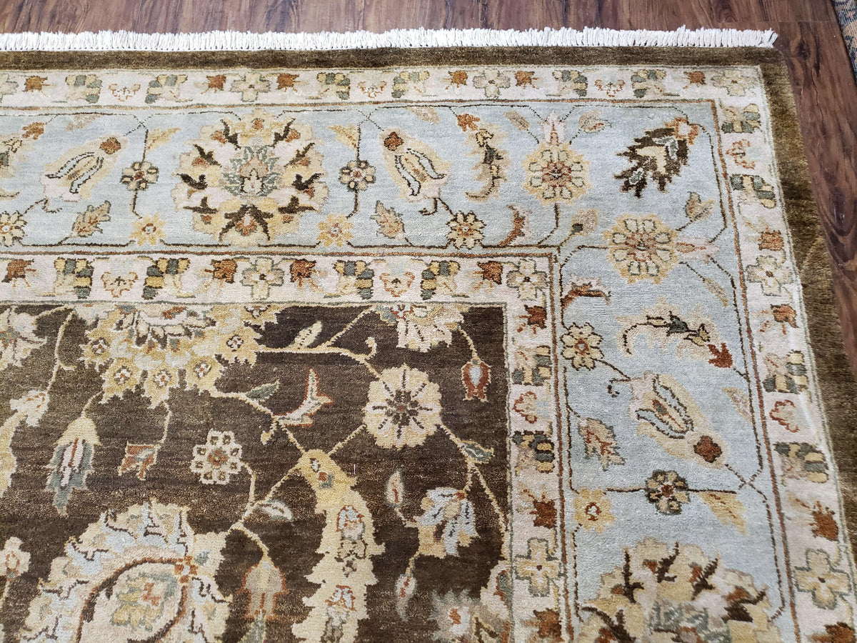 9x12 Vintage Handmade Wool Rug Carpet Indo Mahal Oushak Nice Brown Blue - Jewel Rugs, view 7