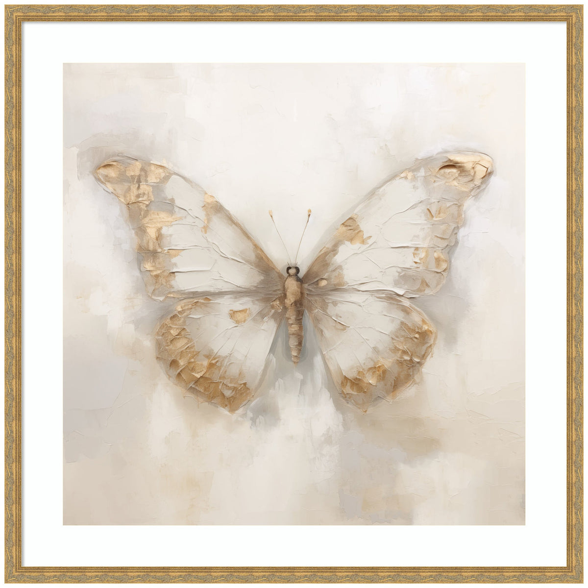 Framed Art Butterfly Neutral 2 by The Creative Bunch Studio