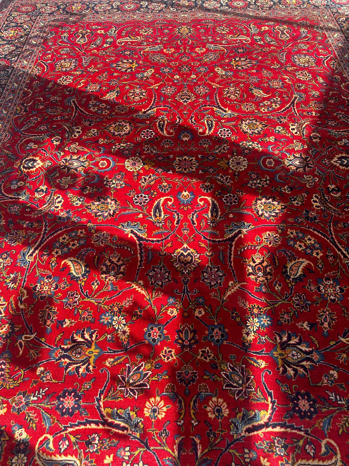 Persian Kashan Rug 10x14 | Red, Navy & Ivory | Hand-Knotted Wool - Rugistan, view 23